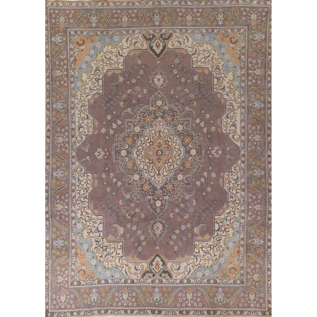 Tabriz Persian Vintage Area Rug Living Room Handmade Wool Carpet - 9'3" x 12'9"