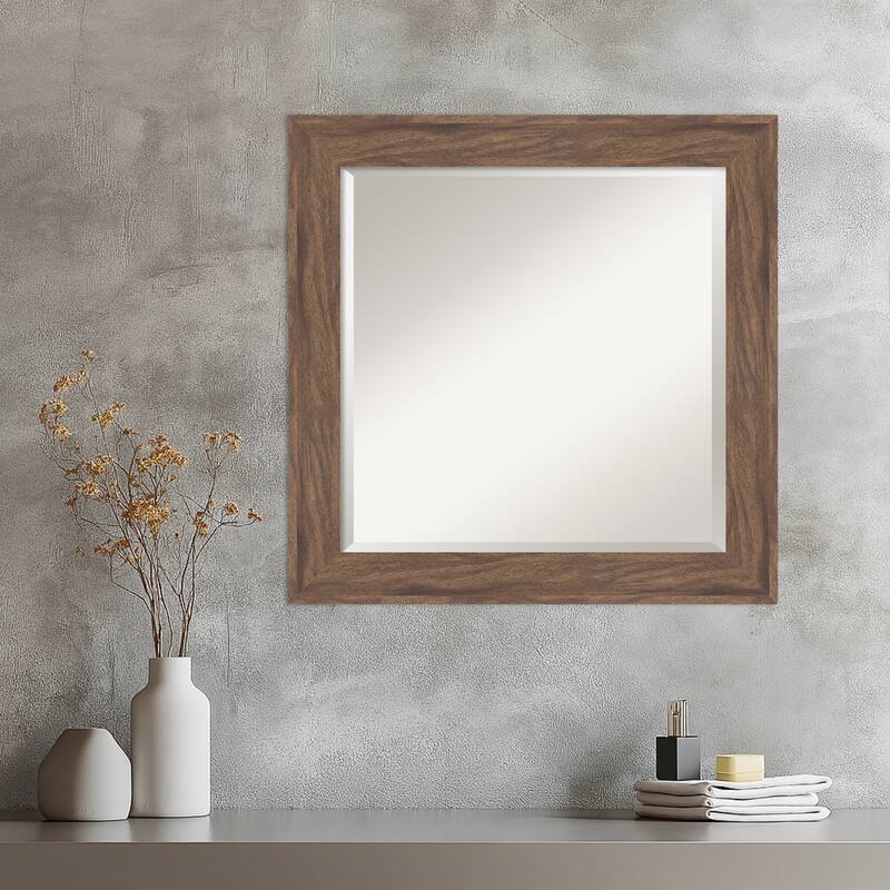 Pia Medium Brown Beveled Framed Wall Mirror - Pia Medium Brown