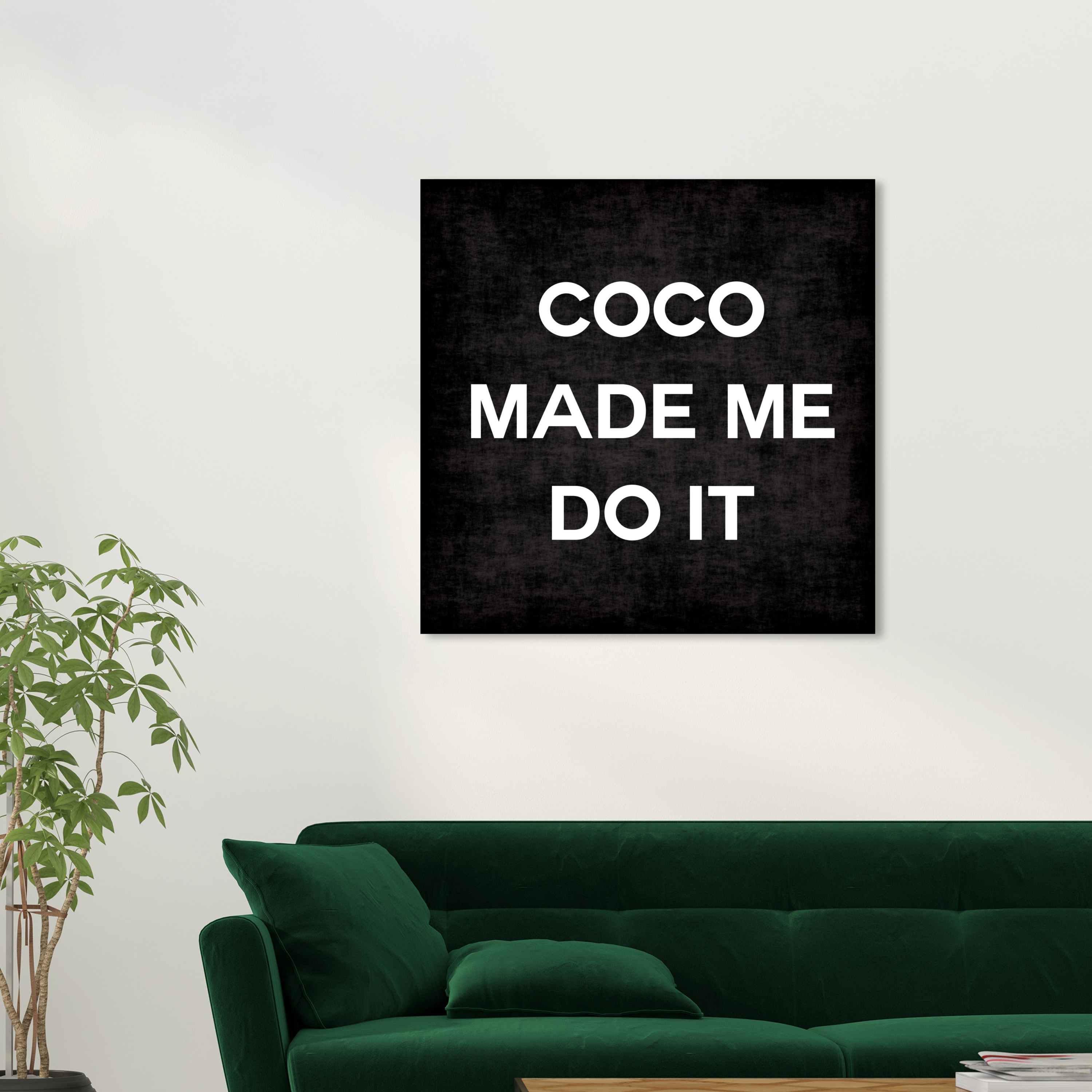 Wynwood Studio 'Coco Made Me' Typography and Quotes Wall Art Canvas Print Fashion Quotes and Sayings - Black, White - 12 x 12