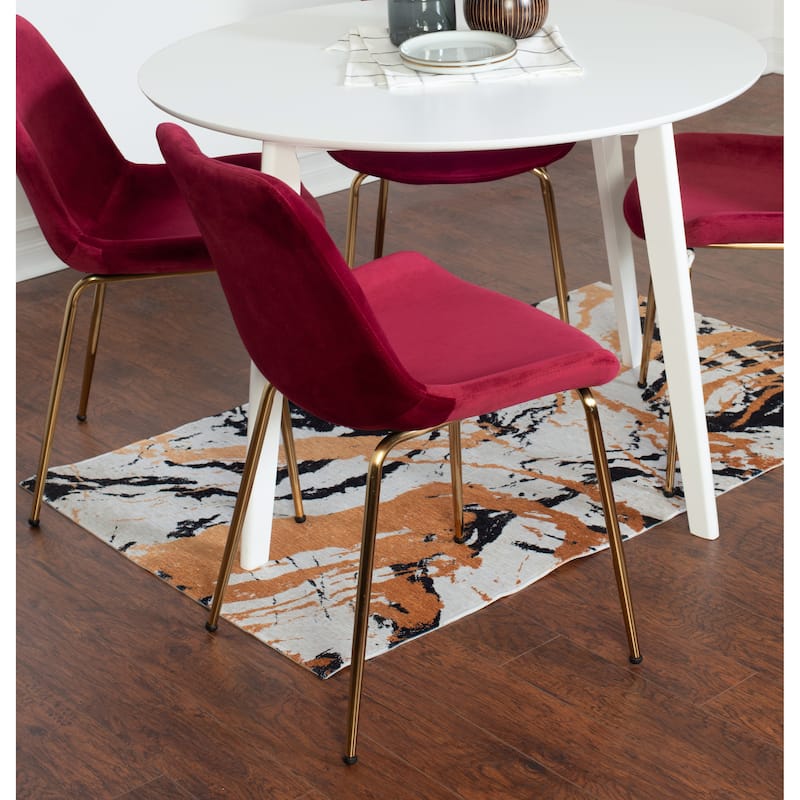Roundhill Furniture Aufurr Contemporary 3-Piece Dining Set, White Round Table and 2 Chairs