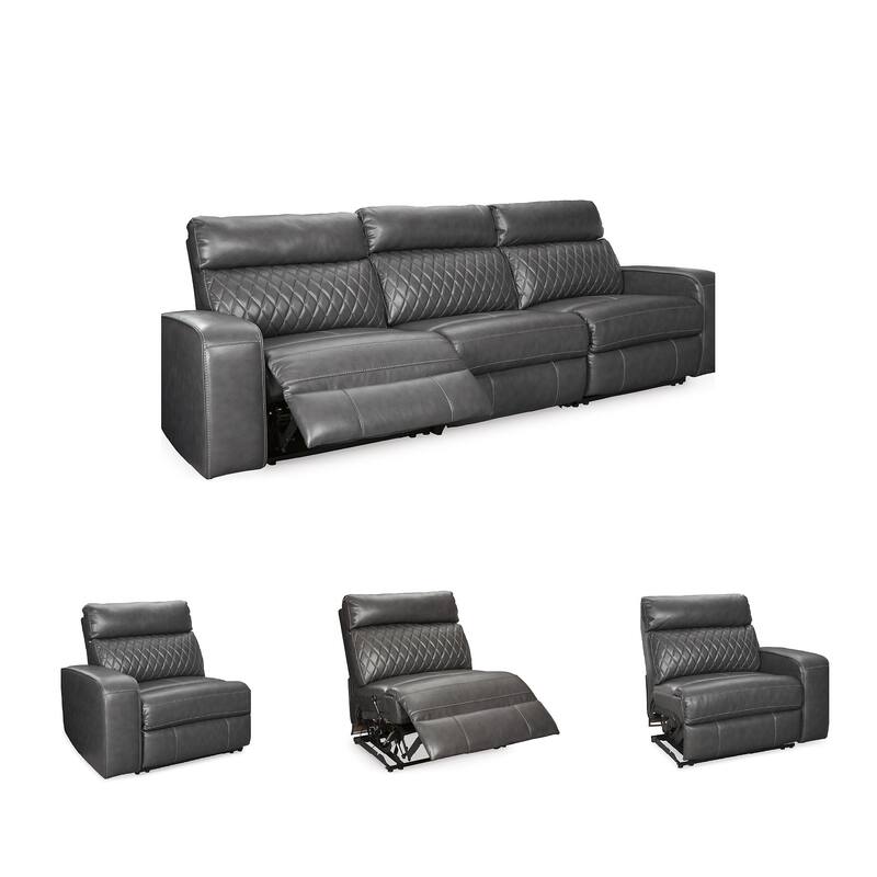 Signature Design by Ashley Samperstone Gray 3-Piece Power Reclining Sectional Sofa - 113"W x 38"D x 41"H