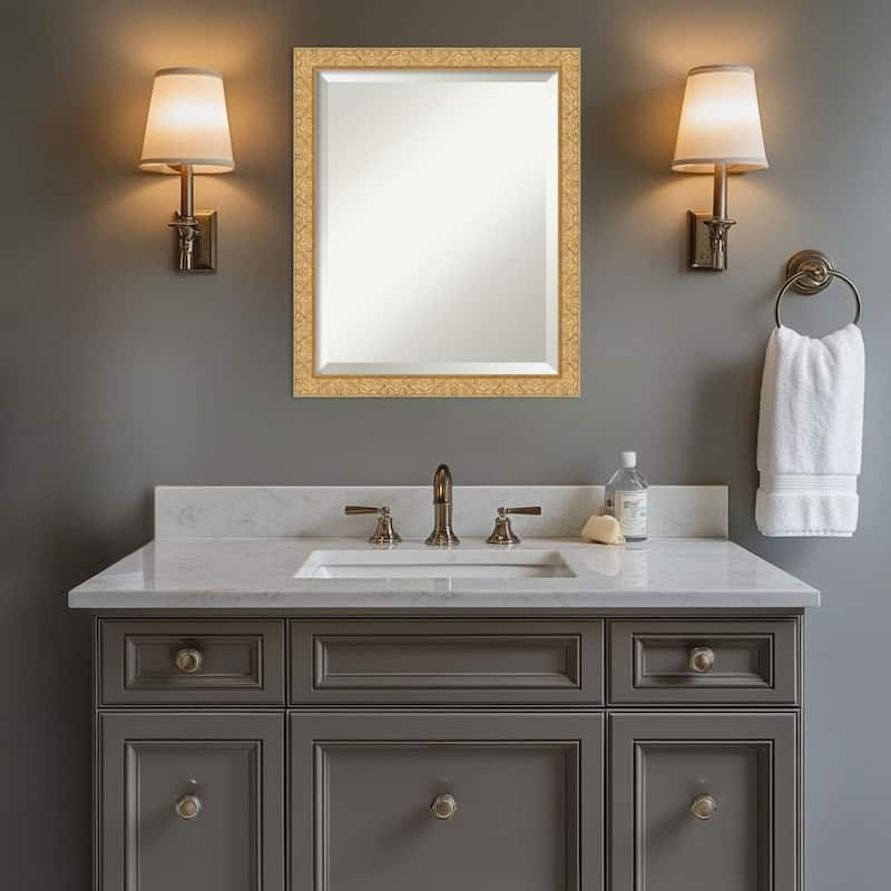 Lila Beveled Wood Framed Bathroom Vanity Wall Mirror