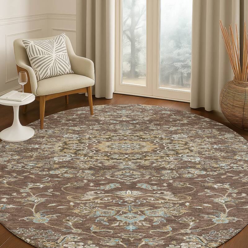 Machine Washable Indoor/ Outdoor Traditional Niko Chantille Rug