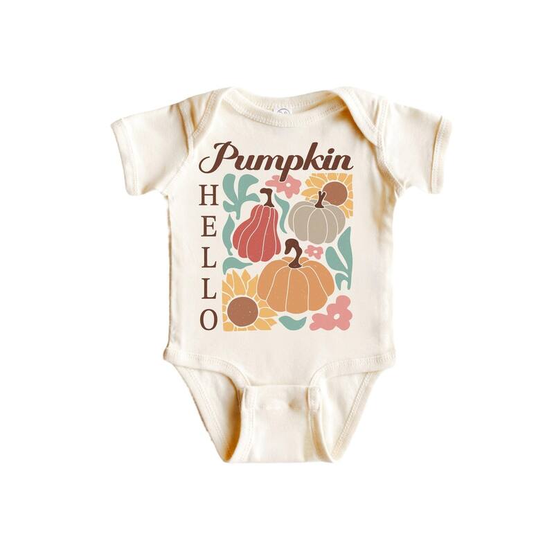 Hello Pumpkin Fall - Baby Boy Girl Clothes Infant Bodysuit Funny Cute Newborn - Natural - Newborn