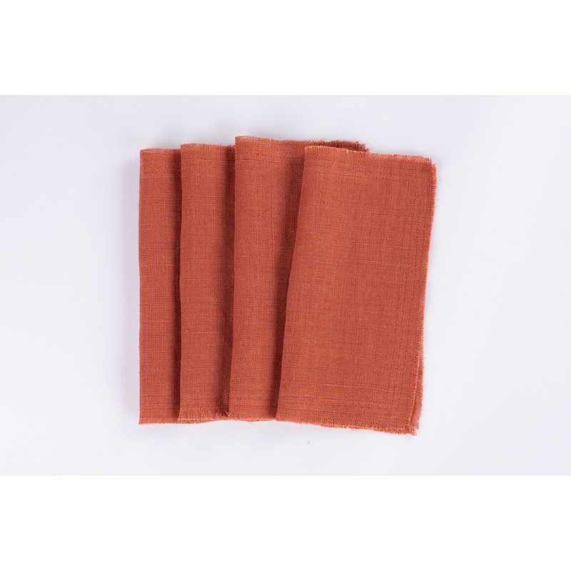 Raphael Linen Cocktail Napkin Set (Set of 4) - Burnt Sienna