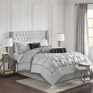7pc California King Size Embroidery Tufted Comforter Set Grey - On Sale ...