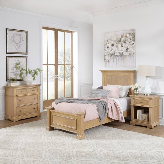 Manor House Twin Bed, Night Stand & Chest by Home Styles - 3 Piece - Twin - Natural