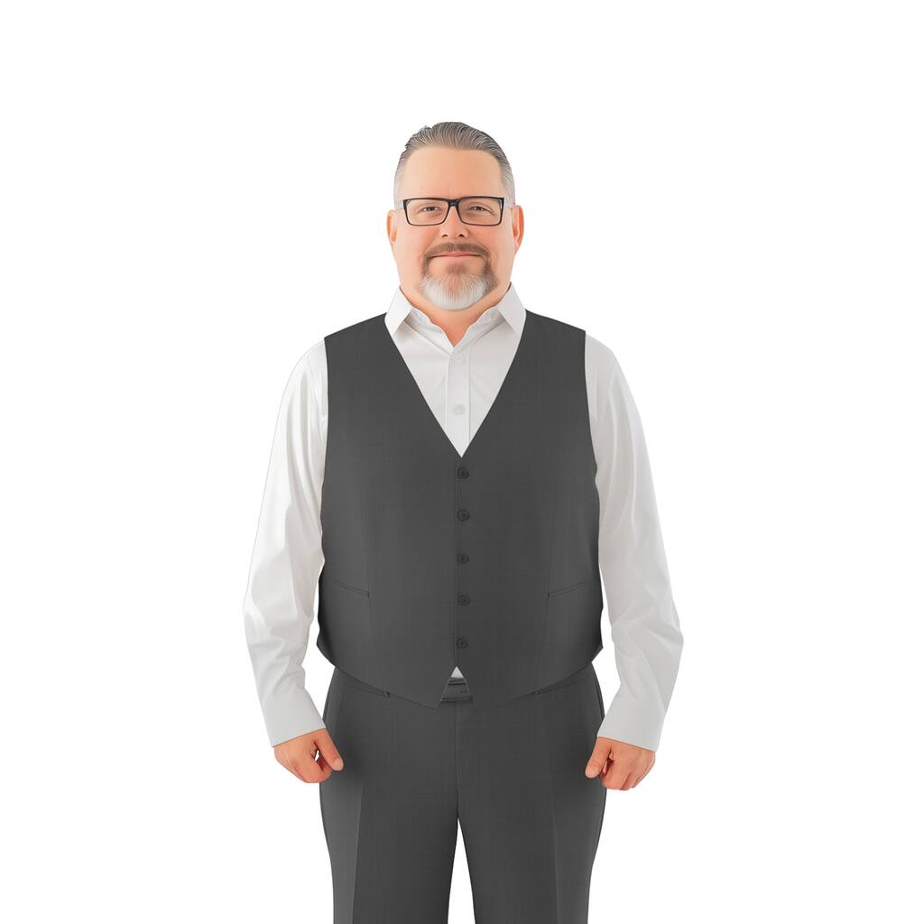 Mens Big & Tall Tailored Fit Suit Separates Vest Only, Dark Grey