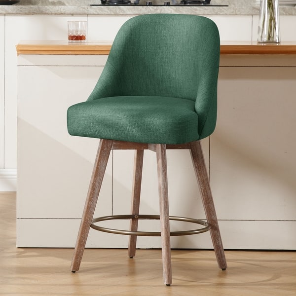 slide 2 of 28, 26" Counter Height Swivel Bar Stool, Upholstered Counter Stools - 23.8" (D) x 21.7" (W) x 38" (H) Single - Linen Green