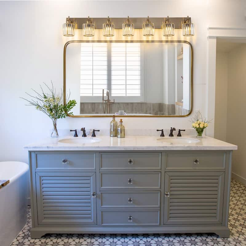 Mid-Century Modern Dimmable Bathroom Vanity Light Crystal Glass Wall Sconce