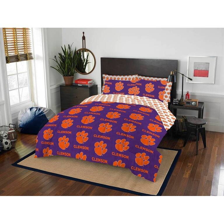 NCAA Rotary 7-piece Queen Bed in a Bag Set - Clemson Tigers - Queen