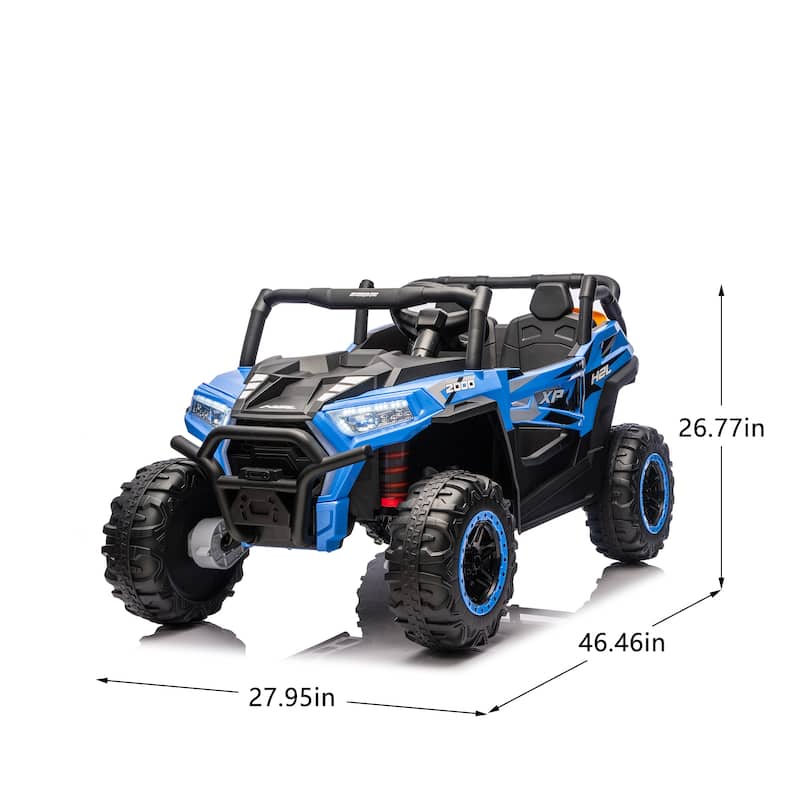 24V 4WD 2-Seater Kids Ride On UTV with Remote Control, Bluetooth Music, Dual Doors, LED Headlights,Suspension & Battery Display