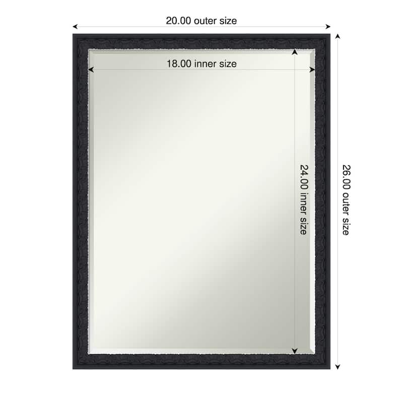 Bethany Half-Inch-Bevel Wood Framed Bathroom Vanity Wall Mirror - 20 x 26 in - Bethany Black
