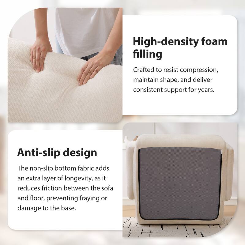 42''W Modern Chenille Upholstered Accent Chair with Deep Seats-No Assembly