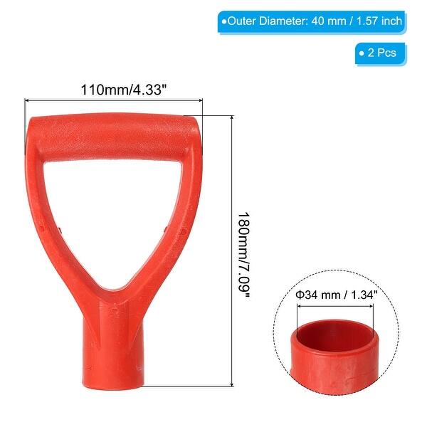 slide 3 of 7, 2Pcs 34mm/1.34" Shovel D Grip Handle PP Shovel Handle Replacement D Shaped Grip - Red Red
