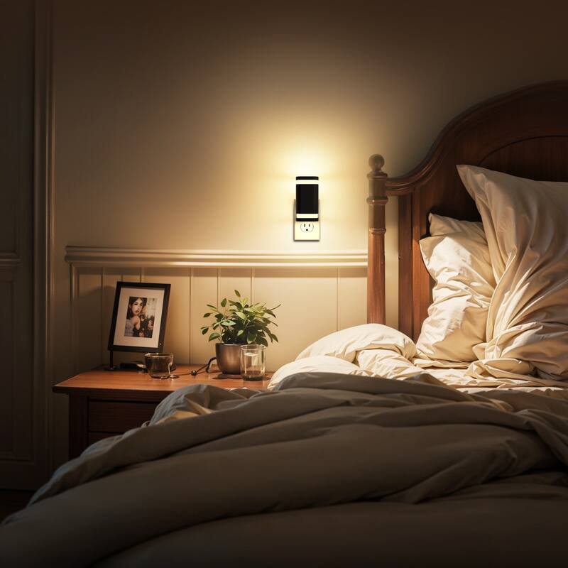YANSUN 2 Pack 1W Plug-in Wall Sconce Style Night Lights - Black
