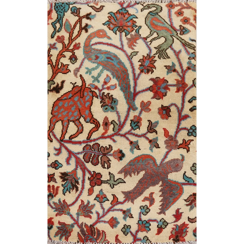 Animals Design Ziegler Accent Rug Handmade Wool Carpet - 2'1" x 3'1"
