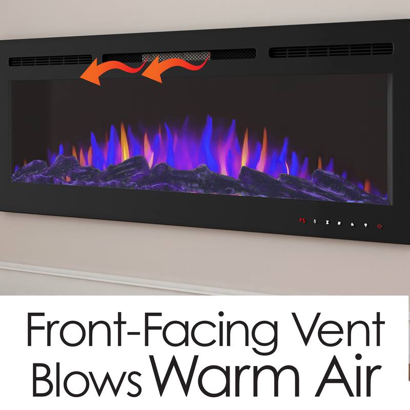 Hastings Home 60-Inch Electric Fireplace with 3-Color LED Flames