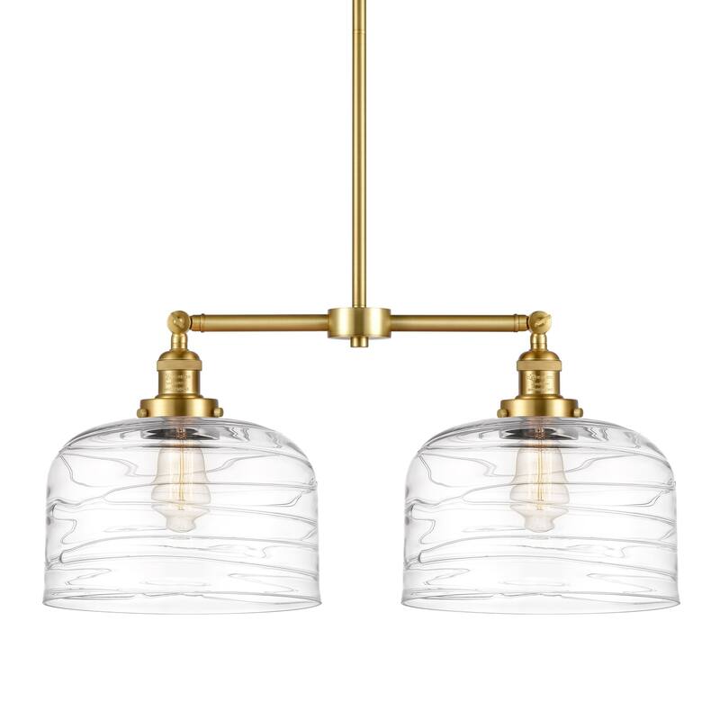 Innovations Lighting 209-10-21-L Bell Linear Bell 2 Light 21" Wide - Satin Gold / Clear Deco Swirl