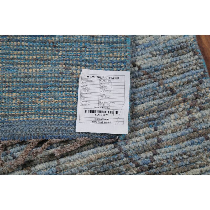 Trellis Moroccan Oriental Runner Rug Handmade Wool Carpet - 3'0"x 12'4"