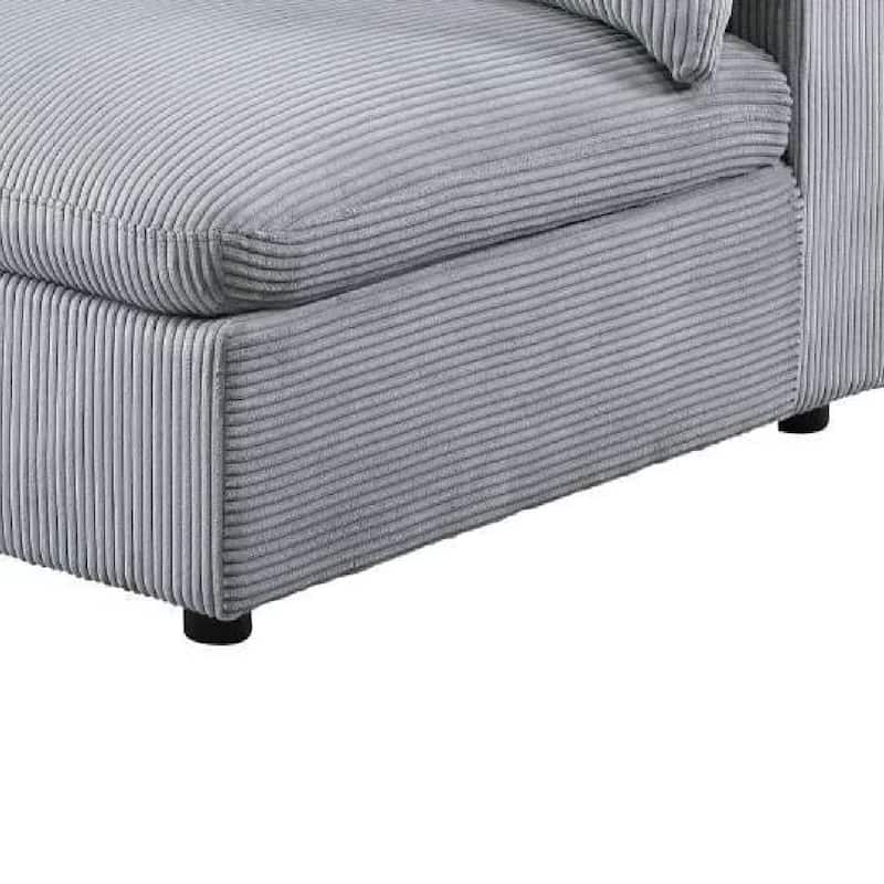 Nolan Armless Modular Chair with Square Frame, Light Gray Corduroy