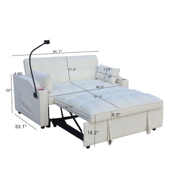 dimension image slide 0 of 6, Velvet Daybed Futon with Pullout Bed & USB Ports