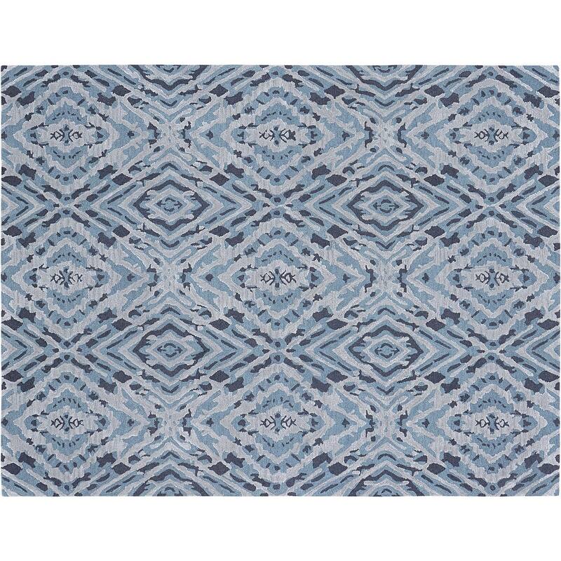 Handmade Emeralda Collection Blue/Gray Wool and Viscose Area Rug