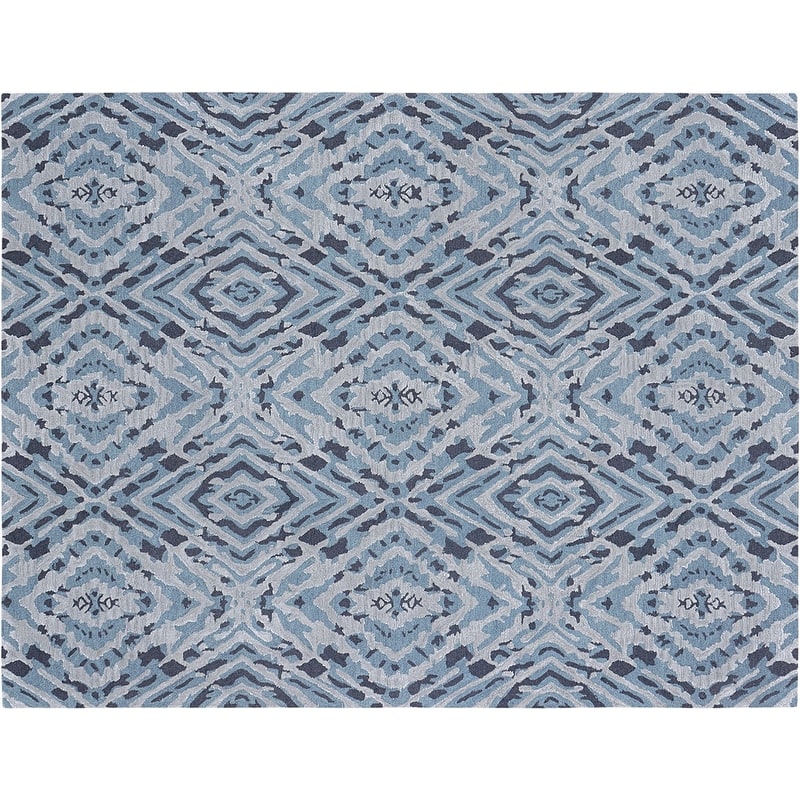 Handmade Emeralda Collection Blue/Gray Wool and Viscose Area Rug - 7' 6"x9' 6"