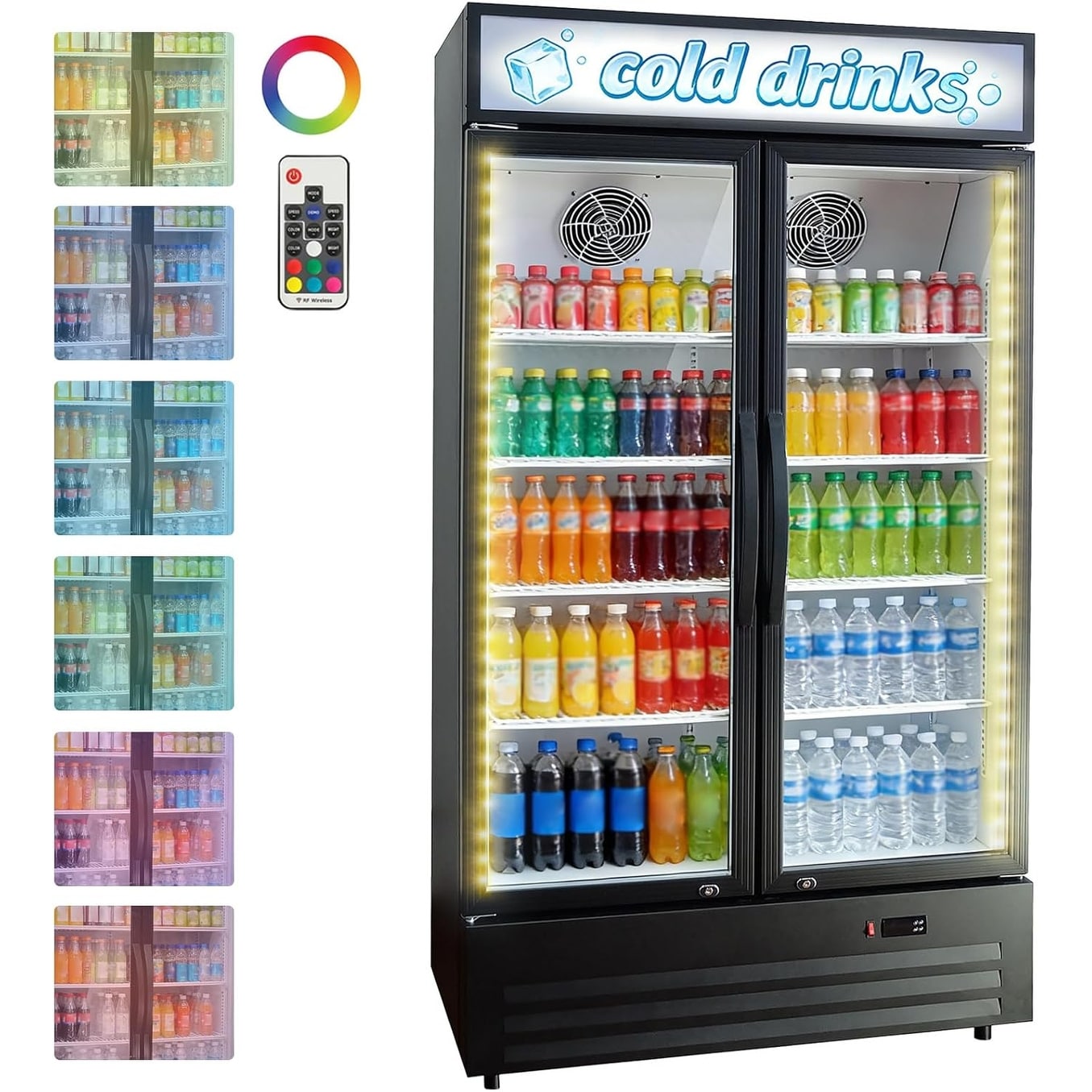 Mini Fridge with Freezer, Compact Refrigerator with Adjustable Thermostat and Glass Shelves