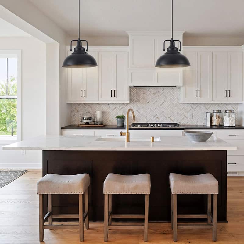 1 - Light Modern Industrial Plug-In Pendant Light with Metal Dome Lampshade