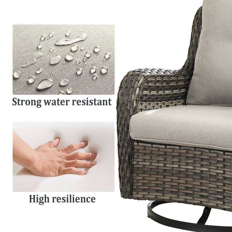 Gymojoy Wicker Swivel Glider Chair with Water-Resistant Olefin Cushions