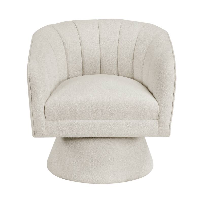 Willow 27.5" Boucle Swivel Chair - 360-Degree Metal Swivel Base