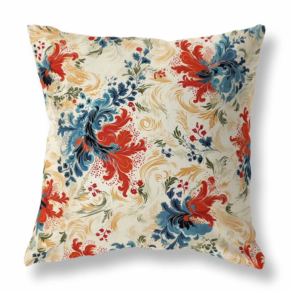 Red And Blue Retro Remix Faux Suede Throw Pillow Zipper