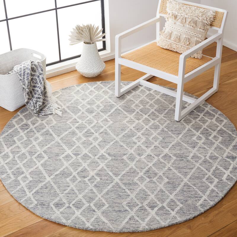 SAFAVIEH Handmade Metro Massom French Country Wool Rug - 6' Round - Grey/Ivory