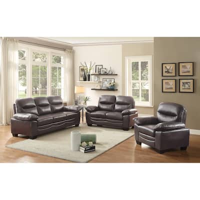 Marta 59 in. W Flared Arm Faux Leather Straight Sofa - 33"L x 59"W x 35"H