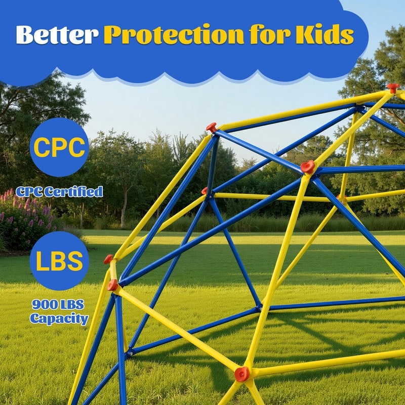 10FT Geometric Climbing Dome Climber Playground for Kids 3-10, Climbing Toys for Kids - N/A