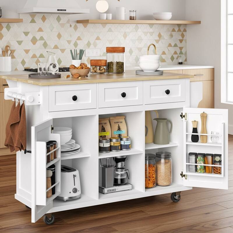 Portable Rolling Kitchen Island Cart with Storage