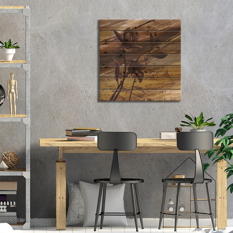 Fleurs d'or II Print On Wood by Anne Brochard - Multi-Color