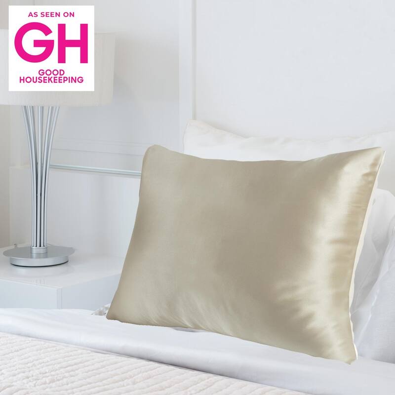 MYK Natural 25 Momme Silk with Cotton Underside Pillowcase - Queen - Beige