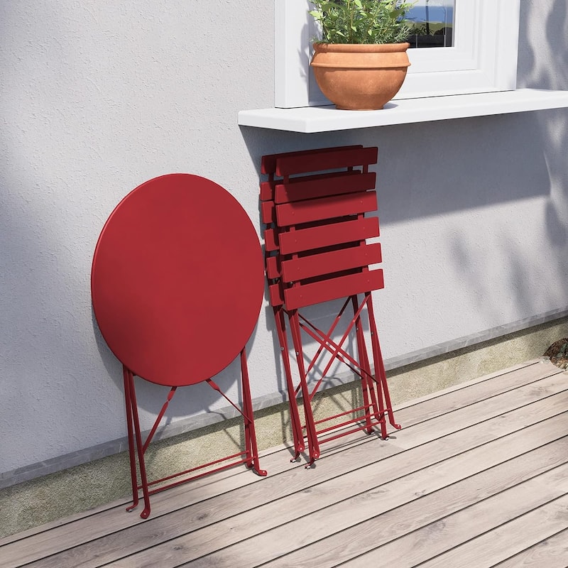 3-Piece Bistro Set Folding Outdoor Furniture Sets with Premium Steel Frame Portable Design for Bistro & Balcony