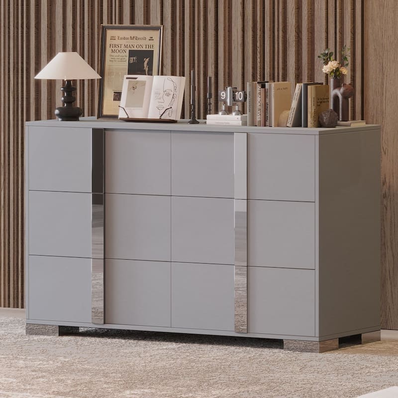 Elegant Modern Dresser with Metal Handle