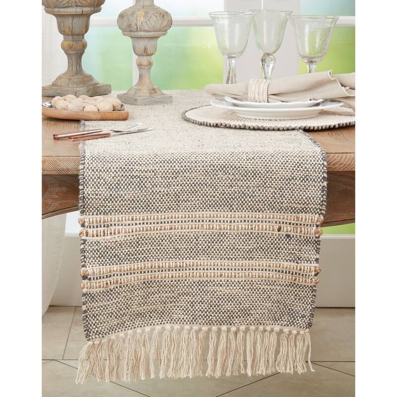 Striped Design Tassel Table Runner - 16"x72"