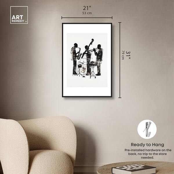 dimension image slide 7 of 24, Bebop II Black Art Canvas Print by Art Remedy