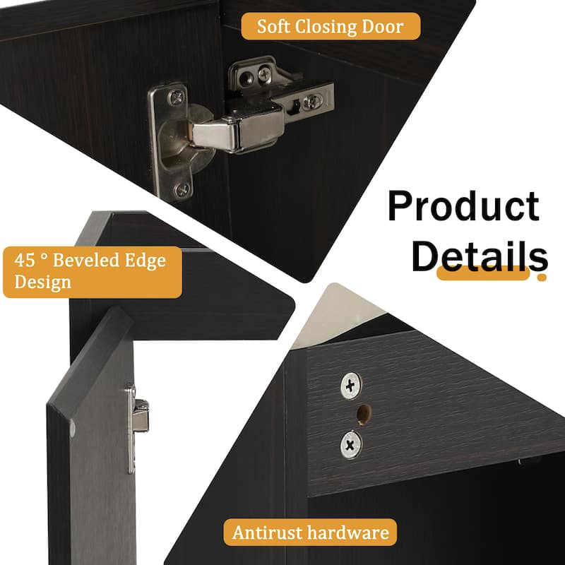 Malwee 16" Floating Bathroom Vanity, Mini Wall Mounted Bathroom Vanity with Ceramic Sink and Soft Close Door - 16"×11"×22"