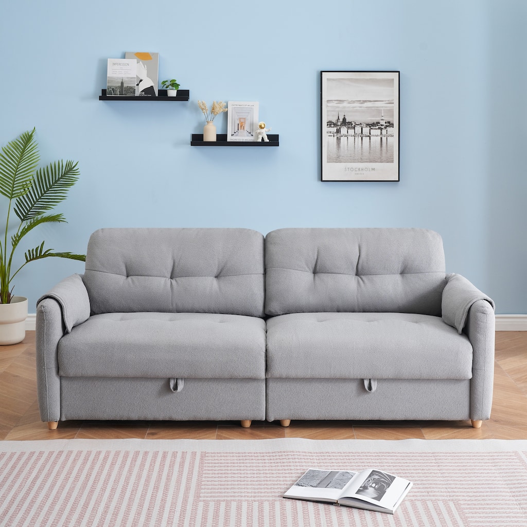 80-inch Light Grey Teddy Sofa for Versatile Use