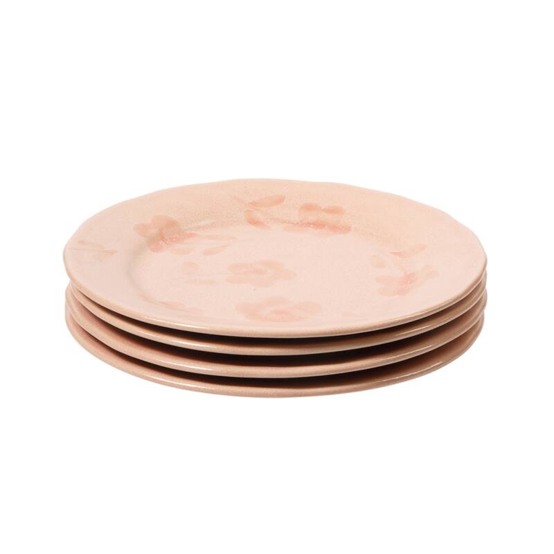 Bloomhouse Hand Painted 8.6 Inch Salad Plates Set of 4 Porto Petals Floral Dessert Plates