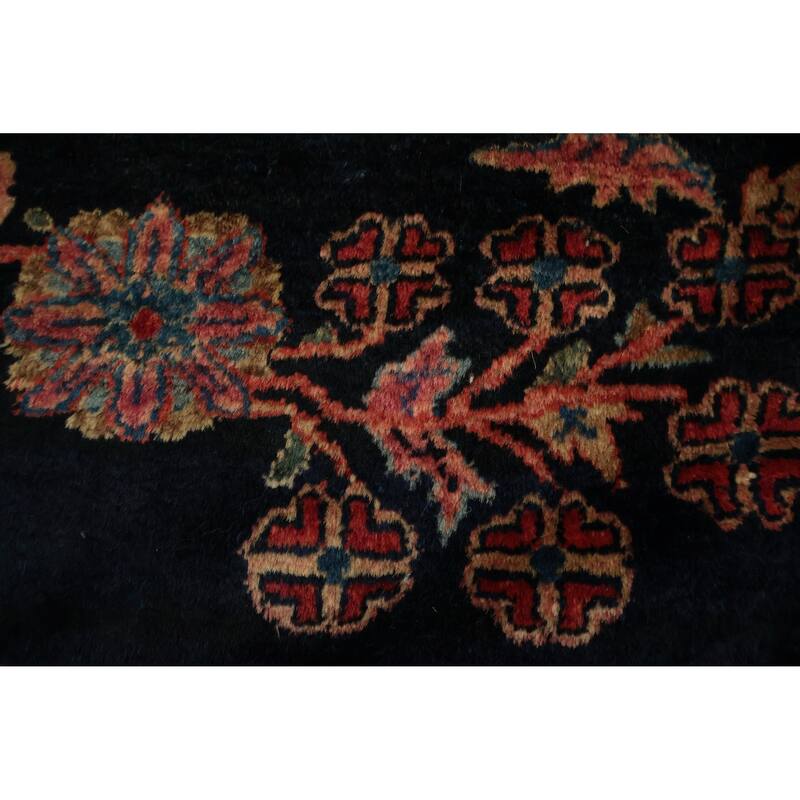 Hand Knotted Oriental 100% Wool Carpet Traditional Floral Navy Blue & Blues Sarouk Area Rug - 17' 3'' X 11' 4''