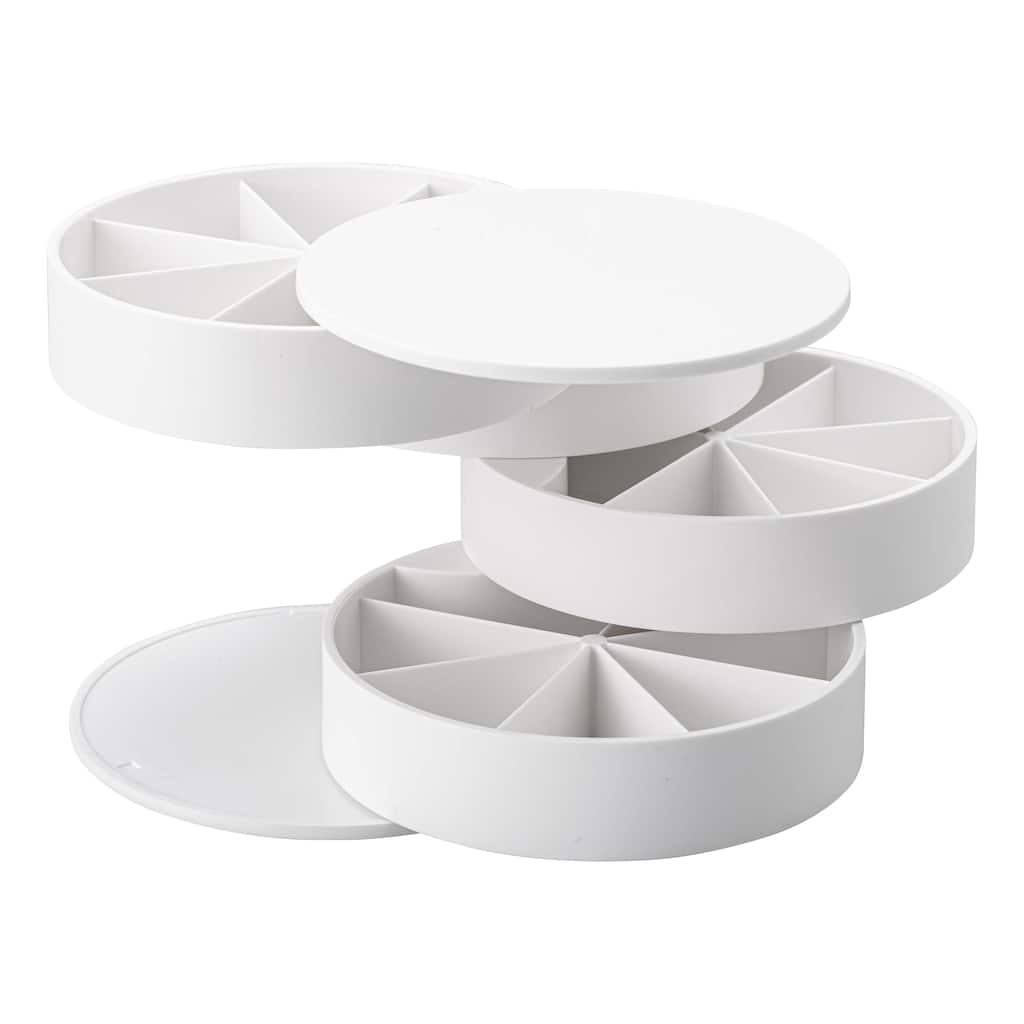 Yamazaki Home Stacked Jewelry Organizer - Two Styles, ABS Plastic, Sectioned - L 3.9 x W 3.9 x H 3.9 inches