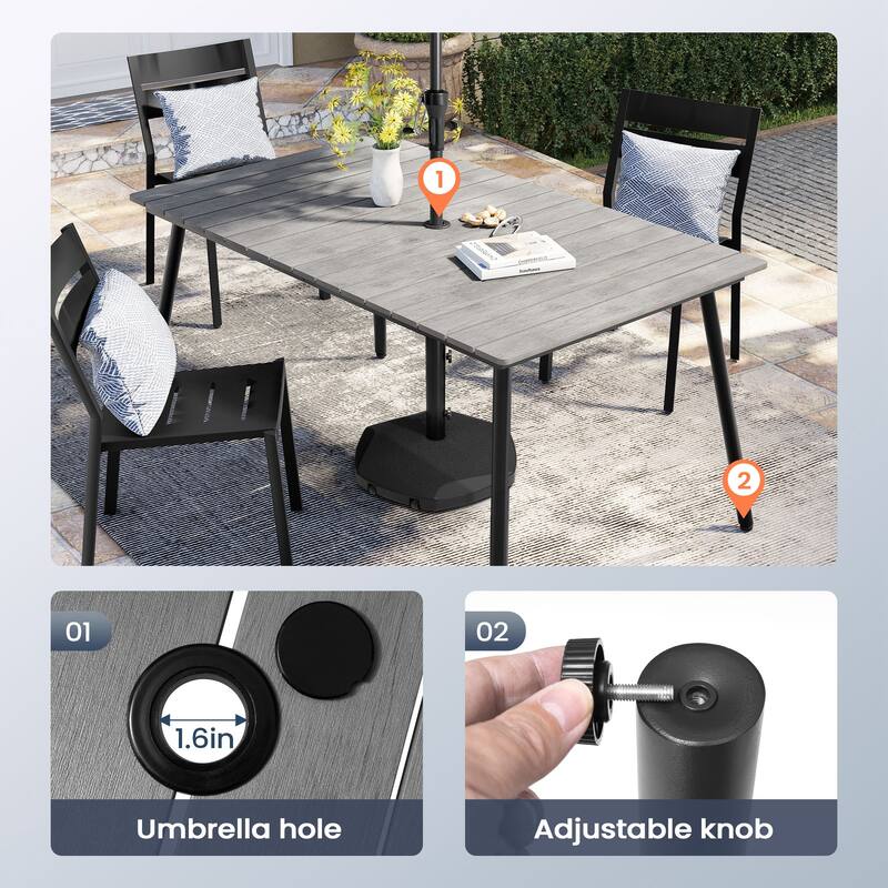 Outdoor 7-piece Patio Dining Set with Stackable Dining Chairs