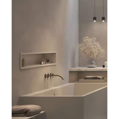 48"x12" Stainless Steel 18 Gauge White Cream Rectangular Recessed Shower Niche
